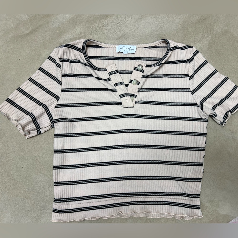 Striped Shirt - black and light pink